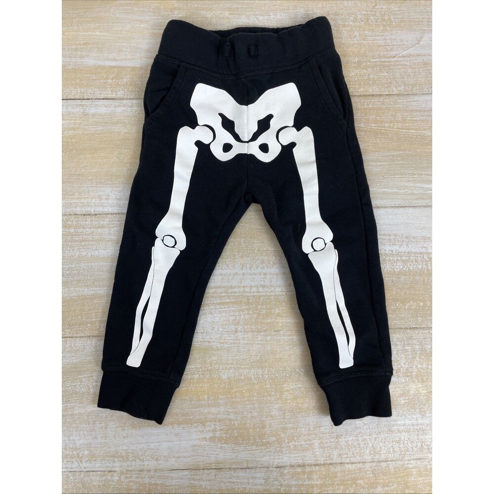 H&M boys size 18-24 Months Black Skeleton Sweatpants Halloween Costume Joggers